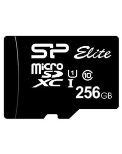 Карта памяти microSDXC UHS I U1 Elite 256 ГБ 100 МБ с Class 10 SP256GBSTXBV1V20 1 шт без адаптера Silicon power