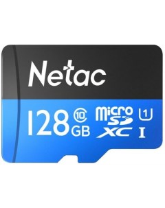 Карта памяти microSDXC UHS I U1 P500 128 ГБ 80 МБ с Class 10 NT02P500STN 128G R 1 шт переходник SD Netac