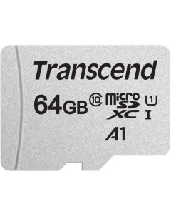 Карта памяти microSDXC UHS I U1 64 ГБ 100 МБ с Class 10 TS64GUSD300S 1 шт без адаптера Transcend