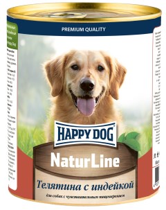 Natur Line консервы для собак Телятина и индейка 970 г Happy dog