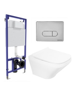 Комплект 3 в 1 инсталляция Novum 040233 Унитаз подвесной BelBagno Sela BB3201CHR кнопка хром Berges wasserhaus