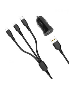 Кабель USB Lightning micro Type C U01 3 в 1 1м 2 4A чёрный ПВХ Gfpower