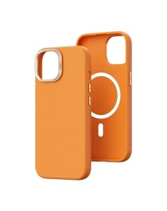 Кожаный чехол SP 019 для iPhone 15 orange с поддержкой MagSafe Wiwu