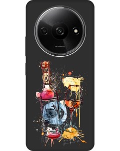 Силиконовый чехол на Xiaomi Redmi A3 с рисунком Aquarelle Wine Soft Touch черный Gosso cases