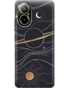 Силиконовый чехол на Realme C67 с рисунком Сатурн и солнце Gosso cases