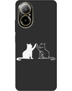 Силиконовый чехол на Realme C67 с рисунком Cats W Soft Touch черный Gosso cases
