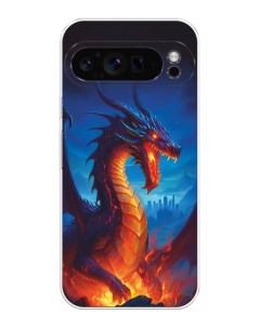 Чехол на Google Pixel 9 Pro Дракон над лавой Homey