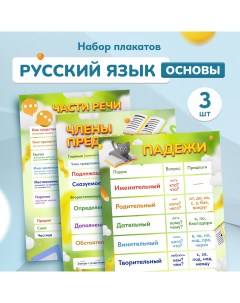 Набор плакатов Русский язык основы 400х600 3 шт Выручалкин