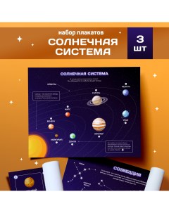 Набор плакатов Солнечная система 400х500мм 3 шт Выручалкин