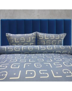 Комплект постельного белья 2 спальный евро хлопковый сатин синий Dome