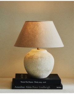 Лампа керамическая с льняным абажуром Zara home