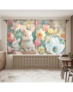 Фототюль сетка Кролики в цветах 145х180 tul_sd1948_145x180 Joyarty