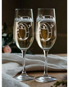 Бокал для шампанского свадебные Кольца Laserglass