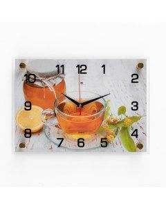 Часы настенные Чай с медом 25х35 см АА плавный ход Рубин