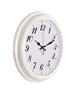 Часы круглые 35 см корпус белый с патиной Классика Рубин
