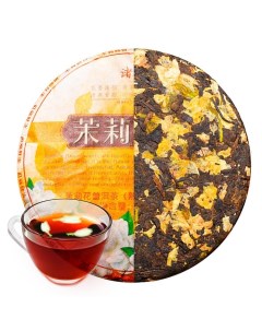 Китайский выдержанный чай Шу Пуэр Жасмин 100 г 2022 г Юннань блин Джекичай