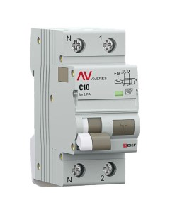 Выключатель автоматический дифференциального тока 2п 1P N C 10А 10мА тип A 6кА DVA 6 AVE Ekf
