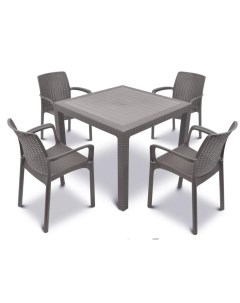 Комплект садовой мебели RODOS RT0265 стол обеденный 4 стула бежевый Эльфпласт