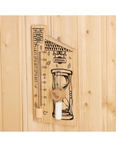 Термометр для бани с песочными часами Дом деревянный 28 х 14 см Добропаровъ