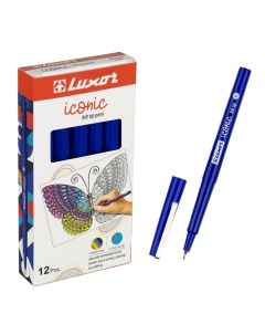 Ручка капиллярная Iconic F 361665 узел 0 5 мм чернила синие 12 шт Luxor