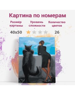 Картина по номерам Человек и кот BCatW01 холст на подрамнике 40х50 см Раскрасим сами