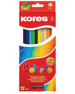 Карандаши цветные Kolores экстра мягкие трехгранные 12 цветов точилка Kores