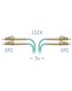 Кабель патч корд волоконно оптический PC LC UPC MM DPX 3m LC UPC LC UPC МM OM3 Duplex 3 метра Snr