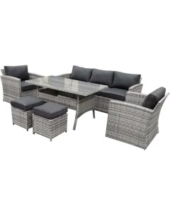 Комплект садовой мебели Orlean искусственный ротанг серый диван 1 шт кресло 2 шт пуф 2 шт стол 1 шт  Без бренда