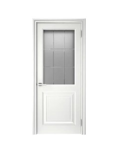 Дверь межкомнатная остекленная с замком и петлями в комплекте Ларго 2 60x200 см эмаль цвет светло се Без бренда