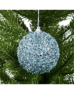 Елочное украшение Шар с голубыми блестками Christmas o8 см цвет синий Без бренда