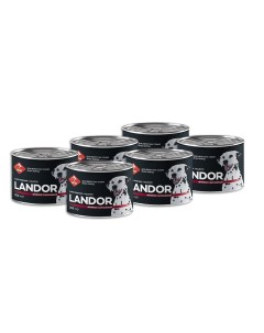Полнорационный консервированный влажный корм для собак всех пород Ягненок с брусникой 200 г упаковка Landor