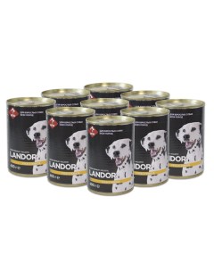 Полнорационный консервированный влажный корм для собак всех пород Гусь с киноа 400 г упаковка 9 шт Landor