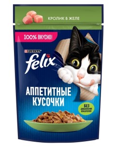 Аппетитные кусочки пауч для кошек кусочки в желе Кролик 75 г Felix
