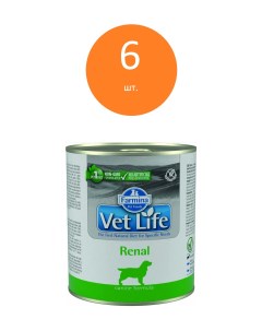 Vet Life Dog Renal консервы для собак прихронической и почечной недостаточности Курица 300 г упаковк Farmina vet life