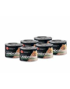 Полнорационный консервированный влажный корм для собак мелких пород Утка с зеленым горошком 200 г уп Landor