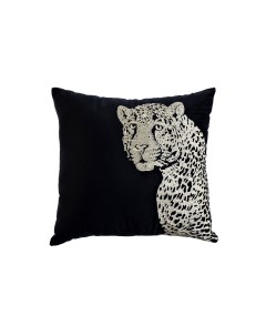 Подушка декоративная с вышивкой Леопард черная Garda decor