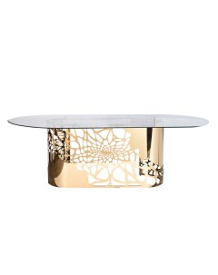 Стол обеденный прозрачное стекло золото Garda decor
