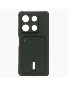 Чехол накладка SC304 с кардхолдером для смартфона Infinix Note 30 Pro пластик силикон темно зелёный  Activ