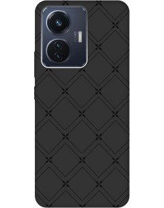 Силиконовый чехол на Vivo T1 с рисунком Стильные линии Soft Touch черный Gosso cases