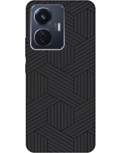 Силиконовый чехол на Vivo T1 с рисунком Милый узор Soft Touch черный Gosso cases