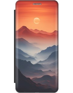 Чехол книжка на Samsung Galaxy A5 2017 с принтом Луна над горами черный Gosso cases