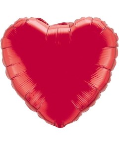 Шар фольгированный 32 Сердце без рисунка металл цвет красный Flexmetal