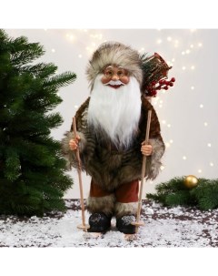 Новогодняя фигурка Дед Мороз на лыжах и с веточками 7856857 1 шт Зимнее волшебство