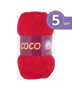 Пряжа хлопковая Cotton Coco Вита Коко 5 мотков 3856 красный 240 м 50 г Vita