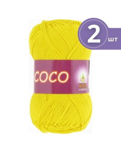 Пряжа хлопковая Cotton Coco Вита Коко 2 мотка 4320 ярко желтый 240 м 50 г Vita
