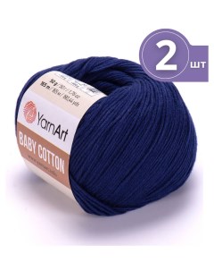 Пряжа для вязания Baby Cotton Бэби Коттон 2 мотка 459 темно синий 165м 50 г Yarnart