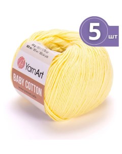 Пряжа для вязания Baby Cotton Бэби Коттон 5 мотков 431 лимон 165м 50 г Yarnart