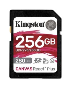 Карта памяти SDXC UHS II Canvas React Plus 256 ГБ 280 МБ с Class 10 SDR2V6 256GB 1 шт без адаптера Kingston