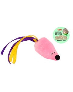 Игрушка Мышь с мятой и хвостом из лент для кошек Розовый Gosi