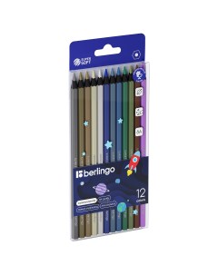 Набор карандашей цветных SuperSoft Metallic 12 цв картон европодвес Berlingo
